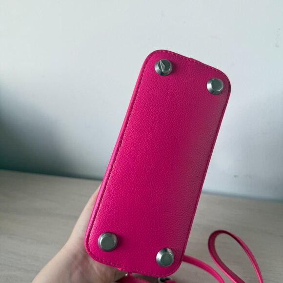 NWT Balenciaga XXS Ville Top Handle Bag Grained Calfskin Leather In Fuchsia - Picture 8 of 10